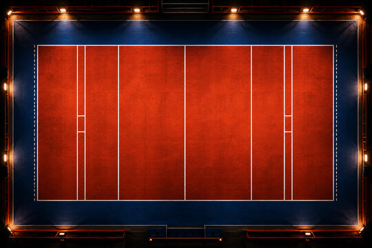 Modern Red Professional Kabaddi Court Background with Dramatic Stadium Lighting | Kabaddi Court Top-Down Sports Arena Wallpaper