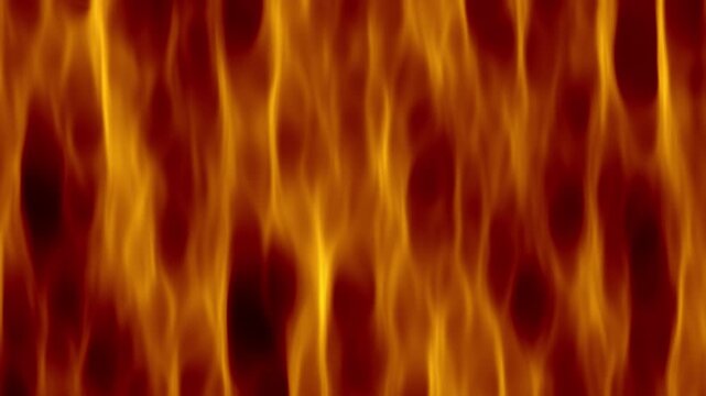 Seamless looping abstract fire animation. Wavy glowing flames and intense heat energy motion graphic background in vibrant orange, yellow, and dark red colors for vfx.