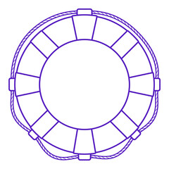 Naklejka premium Lifebuoy Ring Illustration Purple Outline Isolated White Background