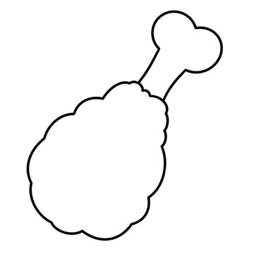 chicken drumstick icon illustration without color on white background 