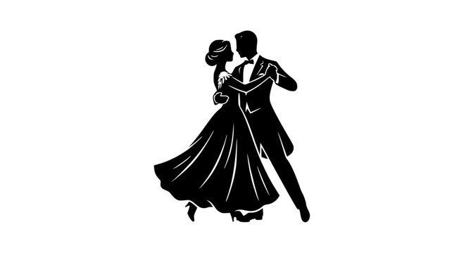 Couple dancing ballroom style silhouette illustration
