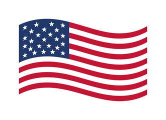 Fototapeta premium waving usa flag vector illustration, united states national symbol icon for american independence day celebration on transparent background