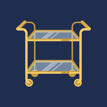 Golden Bar Cart with Wheels.