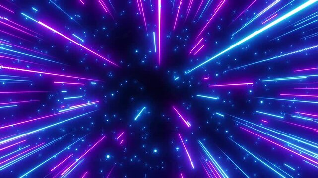 青と紫のカラフルな集中線のエフェクト背景