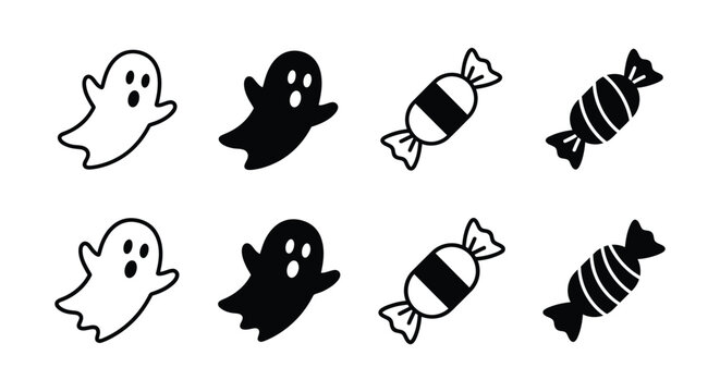 Halloween ghost and candy icon pattern with festive design