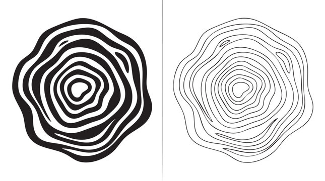 silhouette witn line art vector icon of liquid ripple effect pattern