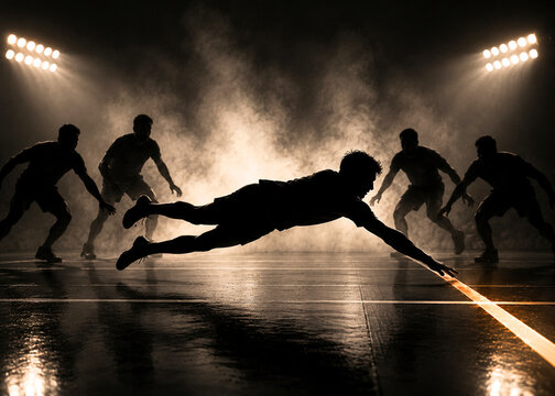 Pro Kabaddi Player Diving Toward Victory Through Dramatic Fog | Epic Pro Kabaddi Victory Dive