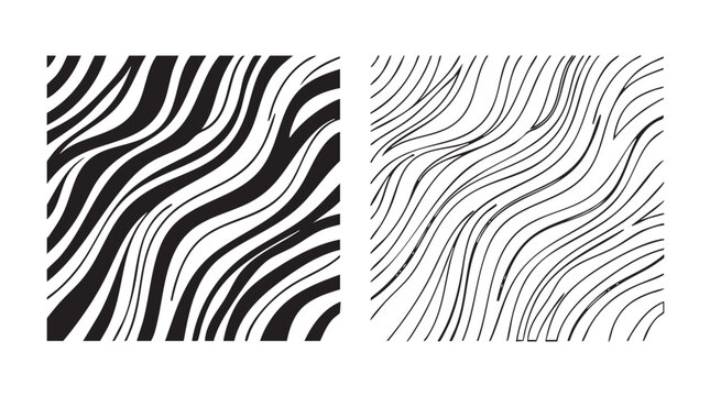 silhouette witn line art vector icon with minimalist striped wave pattern design