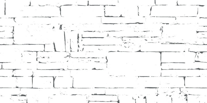 White brick wall with grunge texture and gray mortar lines, Perfect background