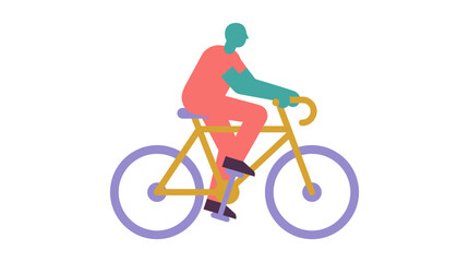 Fototapeta premium Vibrant Flat Design Character Riding a Bicycle Commuting and Healthy Lifestyle Concept Dynamic Motion and Outdoor Activity Depiction for Graphic Design Projects and Visual Storytelling. bicycle commut