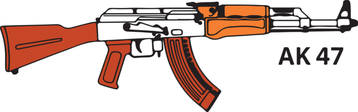 Brown Black AK 47 Rifle Gun Vector Illustration Icon Design