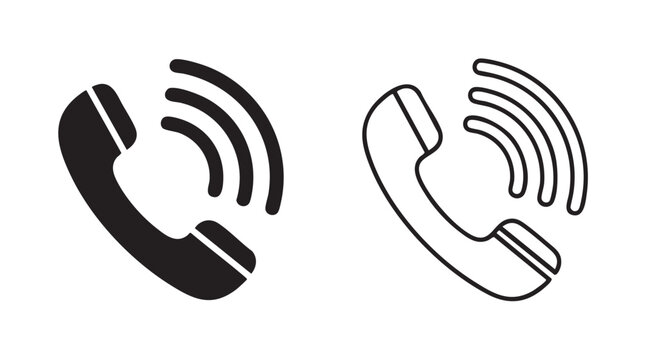 phone silhouette with line art vector icon for call communication service concept