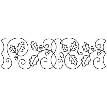 Continuous line quilting design with oak leaves and acorns border