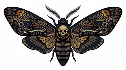 Obraz premium Death's Head Moth With Skull Face and Esoteric Wing Patterns