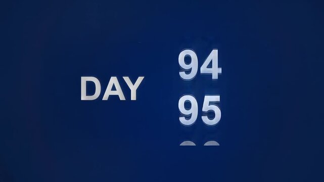 Countdown timer animation with day numbers increasing from 1 to 100, seamless loop, symbolizing progress, milestones, and time management for project tracking and event planning