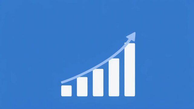 Growing Bar Chart Animation in Clean Blue Background with Subtle Motion for Business Growth
