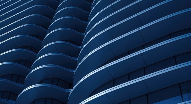 Modern blue glass facade architectural detail of a contemporary building exterior