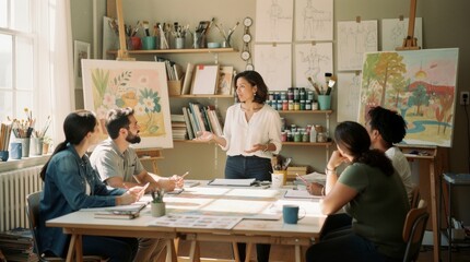 Fototapeta premium Creative team collaborating in art studio workshop