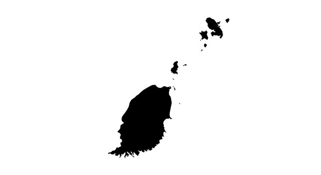 Grenada map silhouette isolated on white background