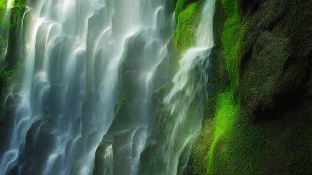 Scenic Waterfall Flowing in Zhangjiajie National Forest