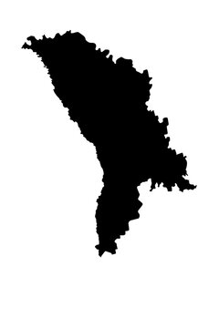 Moldova map silhouette isolated on white background