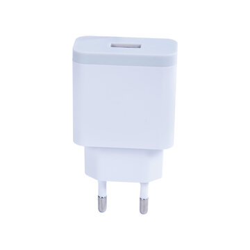 White USB Charger Adapter Single Port Isolated On Transparent Background PNG
