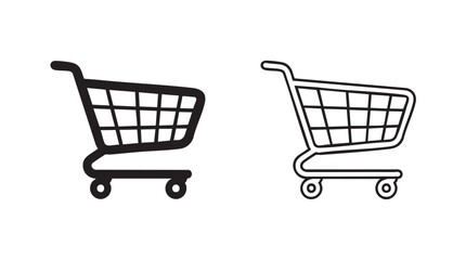 shopping cart silhouette with line art vector icon featuring grocery, store, retail © Shamsul