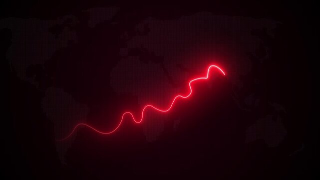 Glowing neon business graph rising arrow icon isolated, increasing arrow, 4k quality motion video.