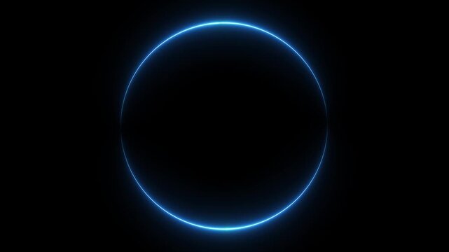 Blue circle glow border concept on the transparent background. alpha channel, seamless loop, abstract glowing neon line on alpha transparent background
