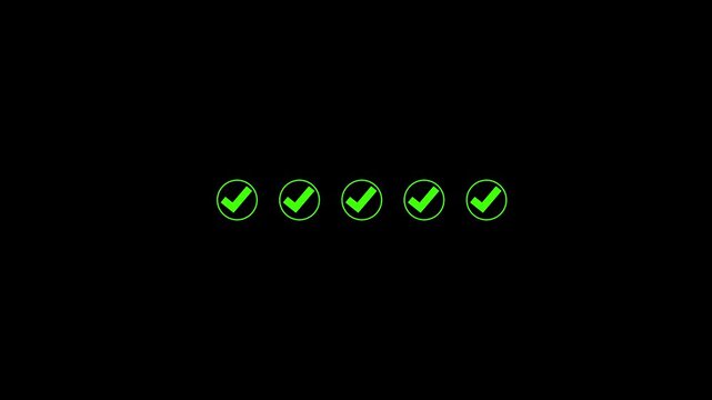5 step infographic process with check mark icon. infographic step by step process icon animation, step process success with check marks. Step-by-Step Guide: Business Steps, 4k quality animation .