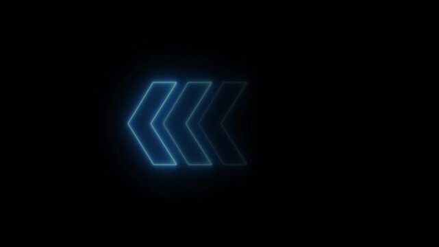 Glowing neon light animated traffic directional arrows sign. Left arrow for road direction, on alpha transparent background