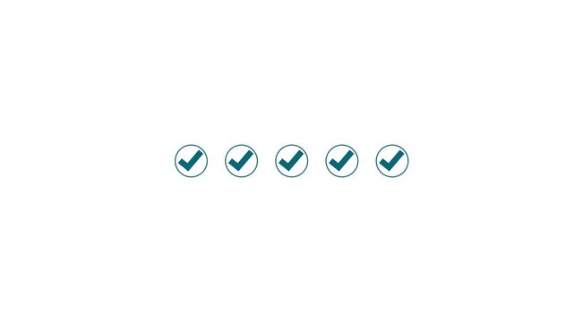5 step infographic process with check mark icon. infographic step by step process icon animation, step process success with check marks. Step-by-Step Guide: Business Steps, 4k quality animation .