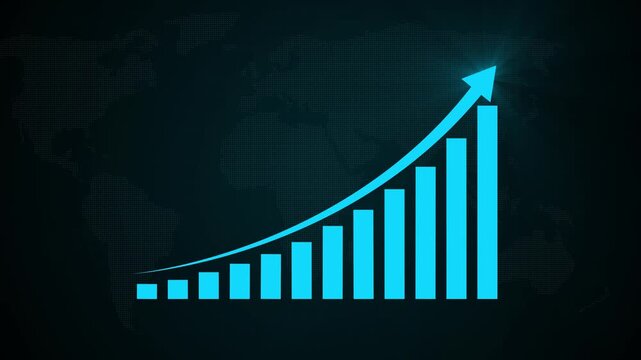 Business growth concept in graph chart showing marketing sales profit increasing to future target . growing business concept. Clean Hi-tech style technology chart, 4k up graph animation video, quality