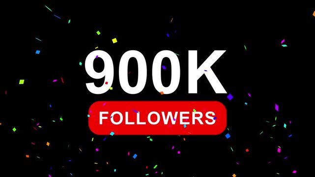 Congratulations Social media 900k followers counting notification icon animation on alpha channel, 4k quality animation video