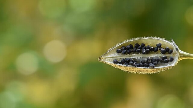 Abelmosk or Abelmoschus moschatus seeds in pod on natural background.