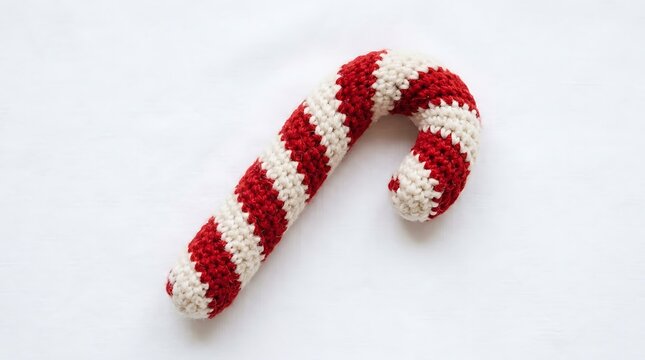 Knitted Yarn Candy Cane Christmas Element