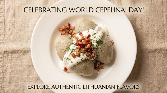 World cepelinai day celebration with traditional lithuanian dish