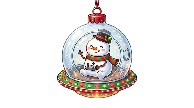 Gamer Snowman Snow Globe Graphic