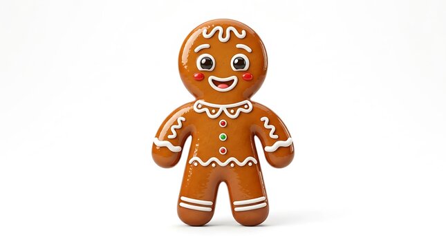 3D Glossy Gingerbread Man Holiday Character