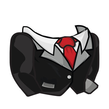 Black business suit jacket with red tie character clothing vector illustration