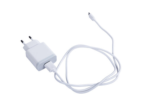 Smartphone Charging Adapter with USB Cable Isolated On Transparent Background PNG