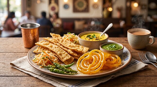 Indian Fafda Jalebi breakfast