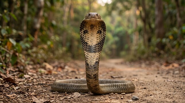 Majestic cobra snake portrait dangerous reptile wildlife nature animal king cobra venomous serpent hooded cobra