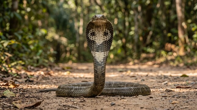 Majestic cobra snake portrait dangerous reptile wildlife nature animal king cobra venomous serpent hooded cobra