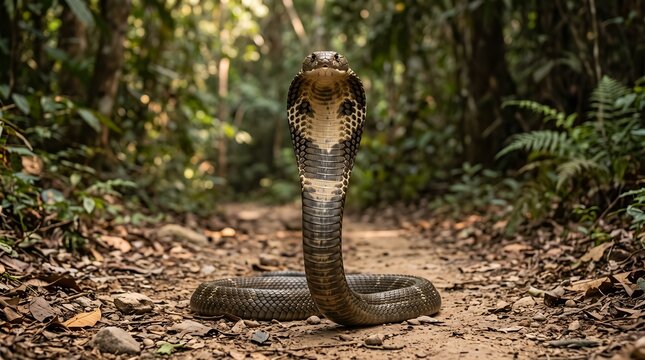 Majestic cobra snake portrait dangerous reptile wildlife nature animal king cobra venomous serpent hooded cobra