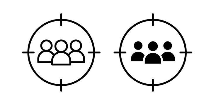 Target Audience Icon represents customer segmentation, audience targeting, and marketing strategy with an editable outline vector illustration.
