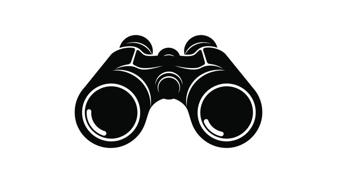 Binoculars Silhouette Against A White Background Black And White Design