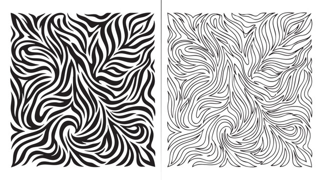 zebra silhouette with line art vector icon, high-contrast striped pattern