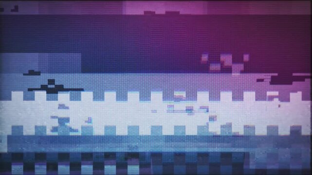 Glitch video noise, overlay screen effect texture with digital artifacts. An overlay blending FX layer loop, to make your video look, like is played on a low bandwidth, data stream.