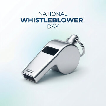 National Whistleblower Day concept with silver whistle illustration